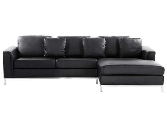 Sofa narożna BELIANI Oslo, lewostronna, czarna, 64x270x151 cm Beliani