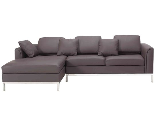 Sofa narożna BELIANI Oslo, prawa, brązowa, 64x270x151 cm Beliani