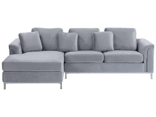 Sofa narożna BELIANI Oslo, prawa, jasnoszara, 64x270x151 cm Beliani
