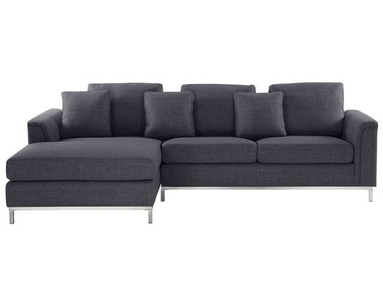 Sofa narożna BELIANI Oslo, prawostronna, ciemnoszara, 64x270x151 cm Beliani