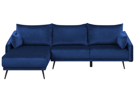 Sofa narożna prawostronna welurowa BELIANI Varde, niebieska, 55x225 cm Beliani