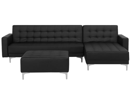 Sofa narożna rozkładana BELIANI Aberdeen, otomana, lewostronna, czarna, 83x267x168 cm Beliani