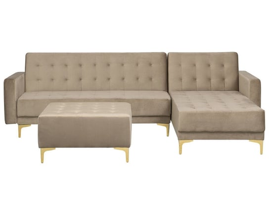 Sofa narożna rozkładana BELIANI Aberdeen, otomana, lewostronna, piaskowa, 83x267x168 cm Beliani