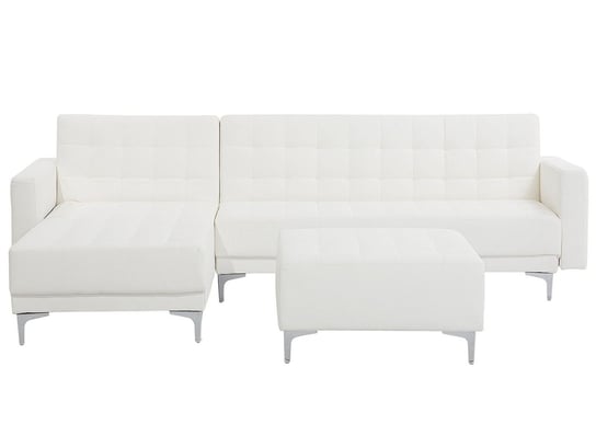 Sofa narożna rozkładana BELIANI Aberdeen, otomana, prawostronna, biała, 83x267x168 cm Beliani