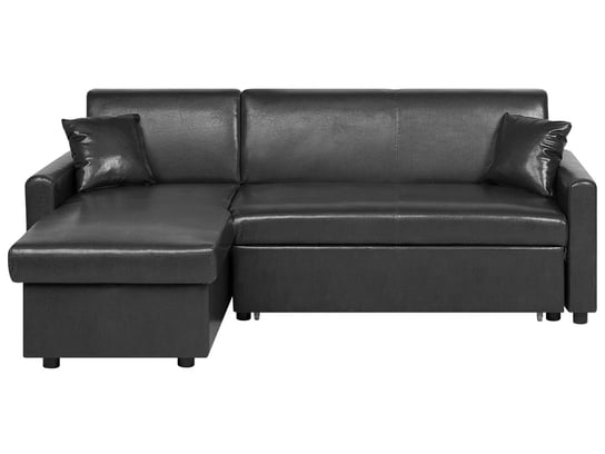 Sofa narożna rozkładana BELIANI Ogna, prawostronna, czarna, 85x222x131 cm Beliani