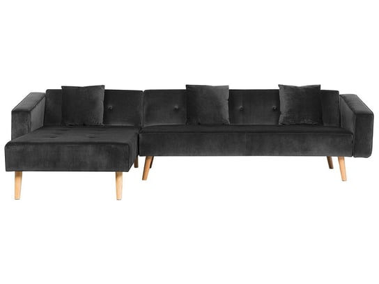 Sofa narożna rozkładana BELIANI Vadso, prawostronna, czarna, 72x303x98 cm Beliani