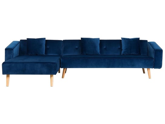 Sofa narożna rozkładana BELIANI Vadso, prawostronna, niebieska, 72x303x98 cm Beliani