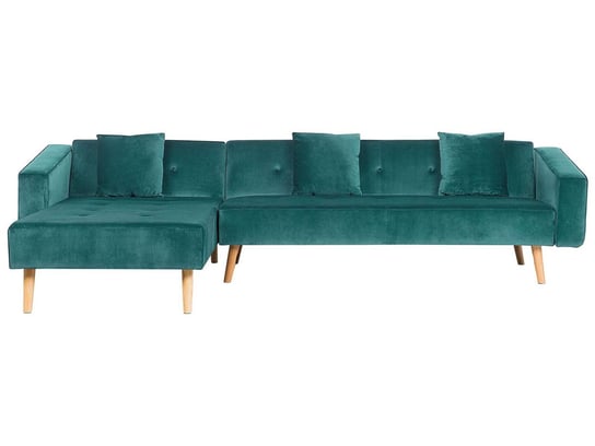Sofa narożna rozkładana BELIANI Vadso, prawostronna, zielona, 72x303x98 cm Beliani