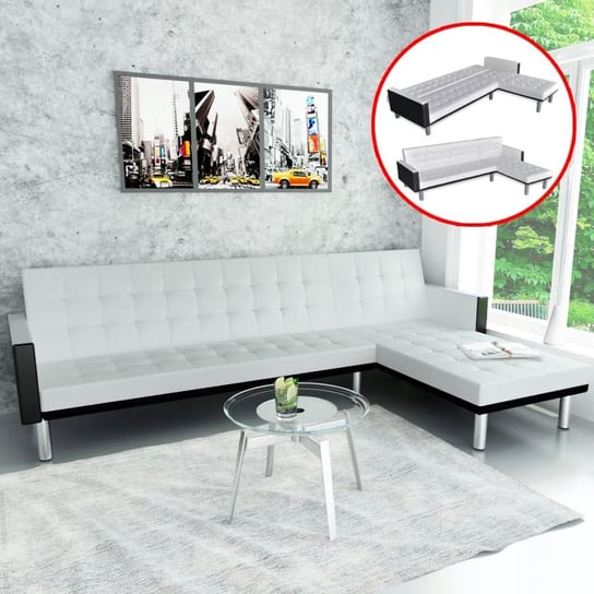 Sofa narożna vidaXL, biała, 218x155x69 cm vidaXL