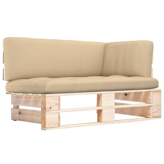 Sofa narożna z drewnianych palet 110x65x55 beżowa Zakito Europe