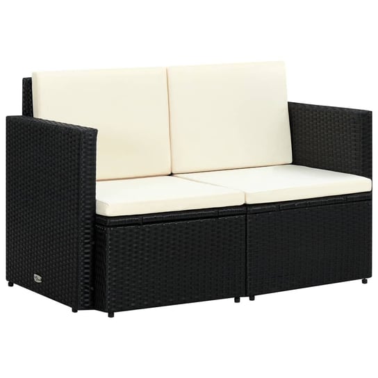 Sofa ogrodowa 2-osobowa czarny rattan PE, 118x65x7 Zakito Europe