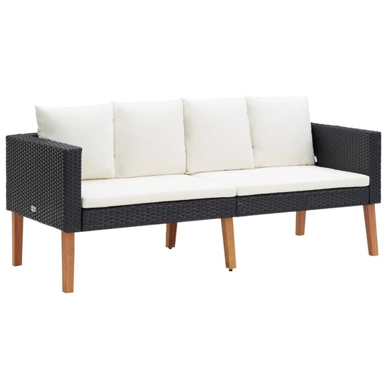 Sofa ogrodowa 2-osobowa rattanowa czarna 165x67x60 Zakito Home