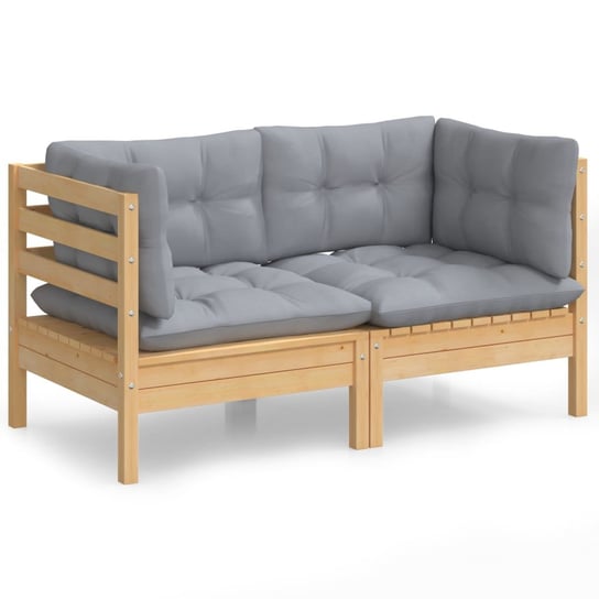 Sofa ogrodowa 2-osobowa szara z poduszkami, drewno Zakito Europe