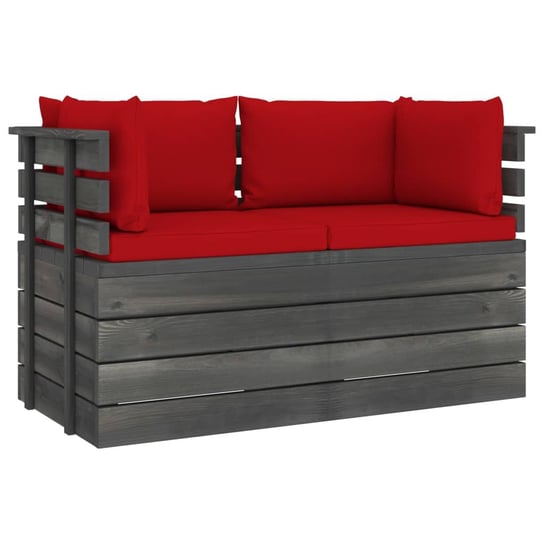 Sofa ogrodowa 2-osobowa z paletami, czerwone podus Inna marka
