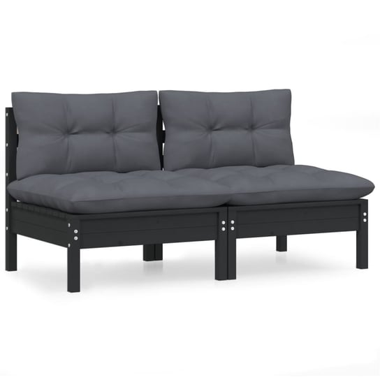 Sofa ogrodowa 2-osobowa z poduszkami, czarna / AAALOE Inna marka