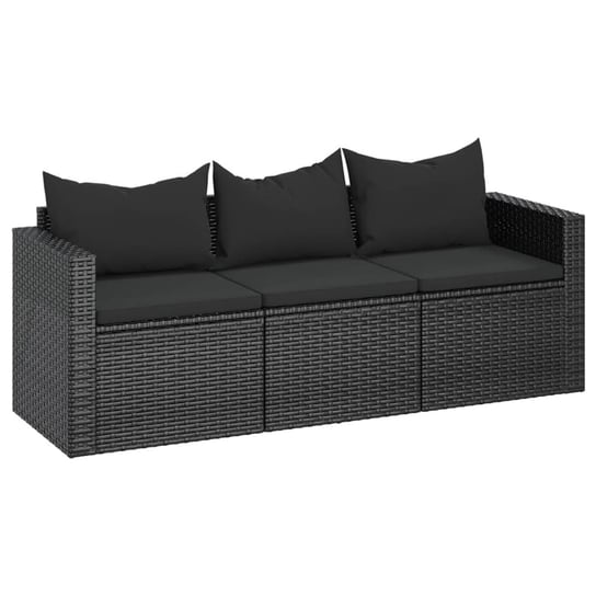 Sofa ogrodowa 3-osobowa rattan PE czarna 176x64x60 Zakito Europe