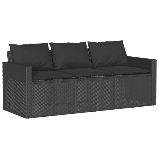 Sofa ogrodowa 3-osobowa rattan PE czarna 177x70x68 Inna marka