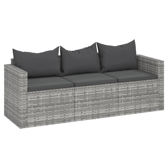 Sofa ogrodowa 3-osobowa rattan PE szara 176x64x60, Zakito Home