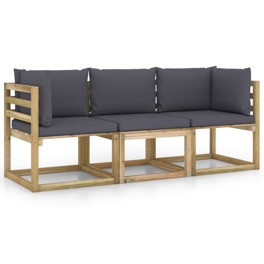 Sofa ogrodowa 3-osobowa z poduszkami - drewno sosn Zakito Europe