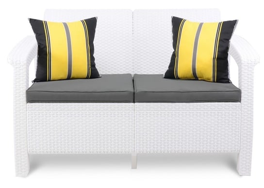Sofa ogrodowa Corfu Love Seat, biało-szara, 128x70x79 cm Curver