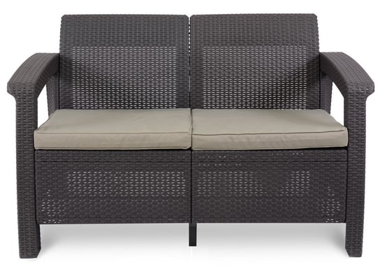 Sofa ogrodowa Corfu Love Seat, brązowo-taupe, 128x70x79 cm Curver
