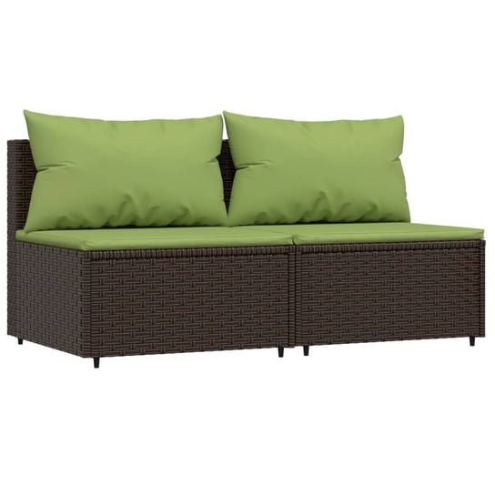 Sofa ogrodowa rattan PE brązowa z poduszkami zielo Zakito Europe