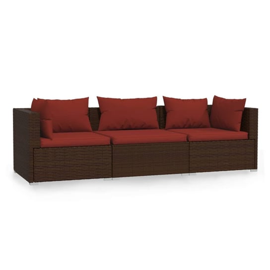 Sofa ogrodowa rattanowa 3-osobowa, brązowa, 70x70x Zakito Europe