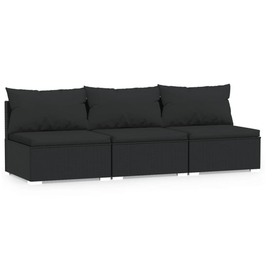 Sofa ogrodowa rattanowa 3-osobowa czarna 210x70x60 Inna marka