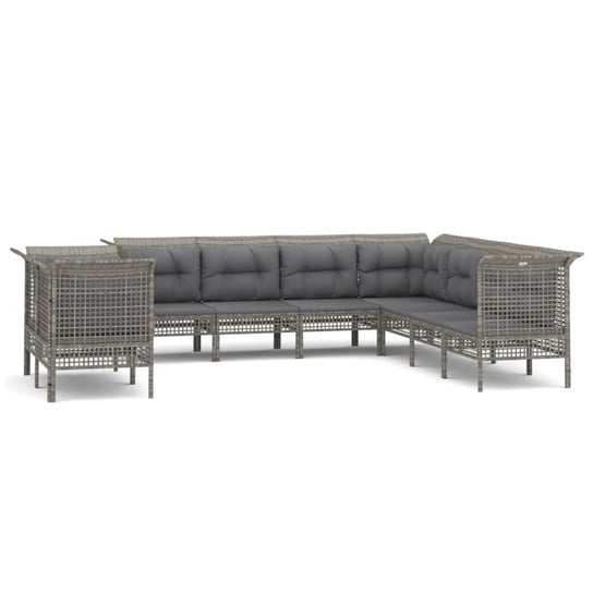 Sofa ogrodowa rattanowa szara 5+4+9 poduszek Zakito Europe