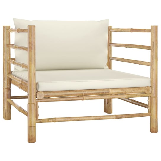 Sofa ogrodowa, śmietankowe poduszki, bambus vidaXL