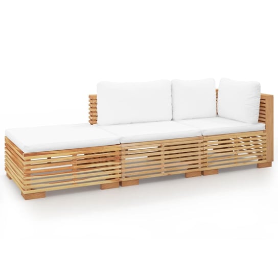 Sofa ogrodowa tekowa 3-elementowa, kremowa poduszk Zakito Europe