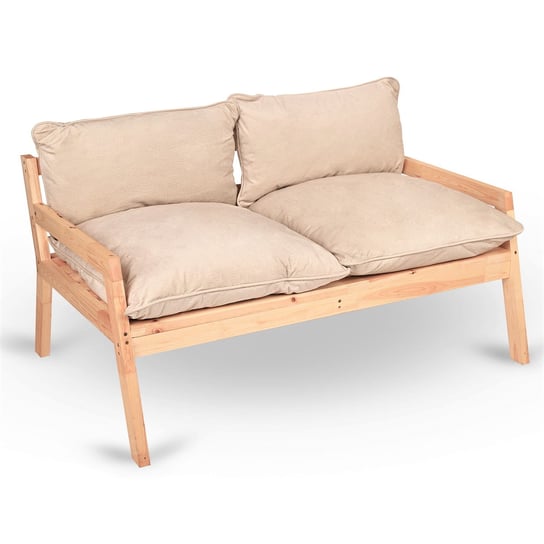 Sofa ogrodowa z drewna naturalnego SUNNY z poduszkami - ławka ogrodowa drewniana POSTERGALERIA