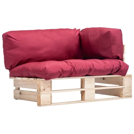 Sofa ogrodowa z palet VIDAXL, czerwone poduszki, 110x66x65 cm vidaXL
