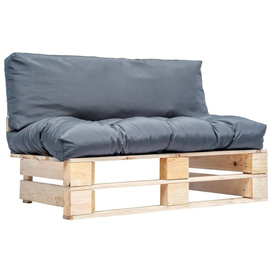 Sofa ogrodowa z palet VIDAXL, szare poduszki, 110x66x65 cm vidaXL