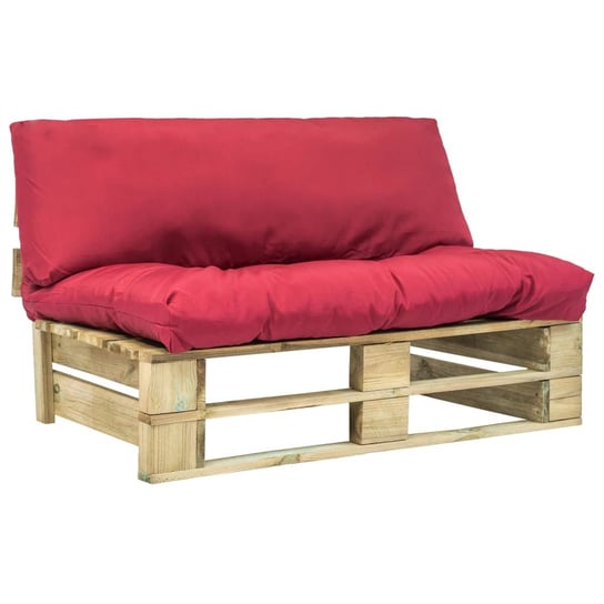 Sofa ogrodowa z palet z czerwonymi poduszkami VIDAXL, 110x66x65 cm vidaXL