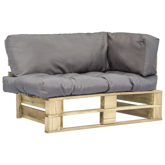 Sofa ogrodowa z palet z szarymi poduszkami VIDAXL, 110x66x65 cm vidaXL