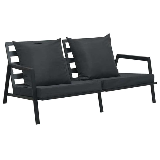 Sofa ogrodowa z poduszkami, 2-osobowa, ciemnoszara, aluminium vidaXL