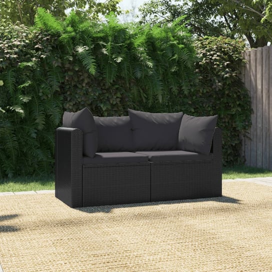 Sofa ogrodowa, z poduszkami VIDAXL, czarna, 2 elementy vidaXL