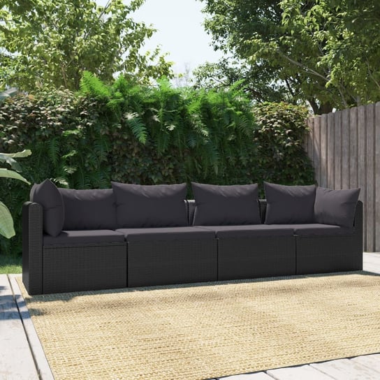 Sofa ogrodowa z poduszkami VIDAXL, czarna, 4 elementy vidaXL