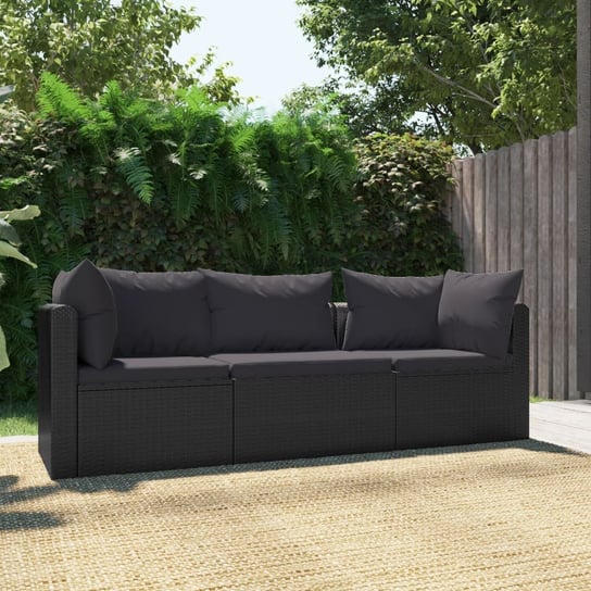 Sofa ogrodowa z poduszkami VIDAXL, czarny, 3 elementy vidaXL