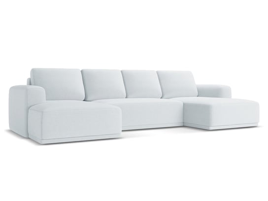 Sofa panoramiczna z funkcją spania Makamii Kaila z tkaniny szenilowej 333x160 cm jasny niebieski makamii