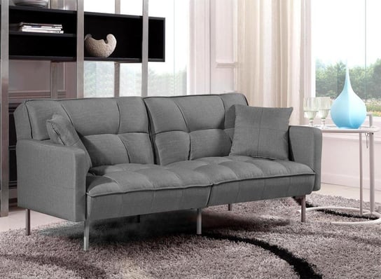 Sofa pikowana rozkładana ELIOR Barton, popiel, 58x193x85-105 cm Elior