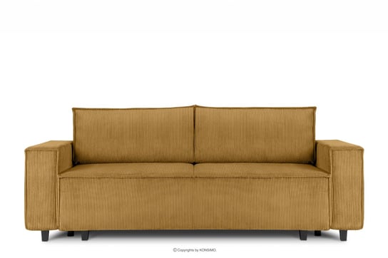 Sofa rozkładana 3 osobowa z pojemnikiem na pościel żółta NAPI Konsimo