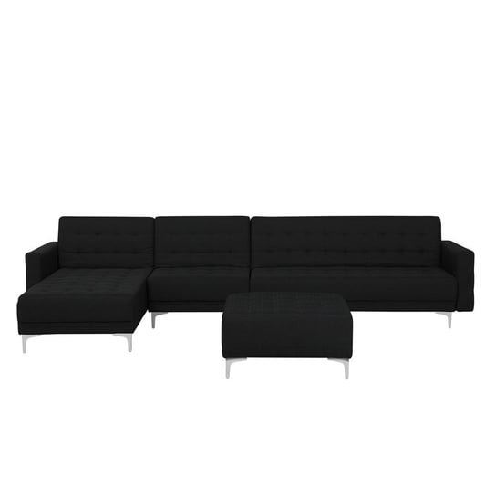 Sofa rozkładana BELIANI Aberdeen, modułowa prawostronna, otomana, grafitowa, 83x347x168 cm Beliani