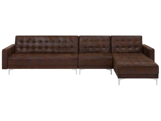 Sofa rozkładana BELIANI Aberdeen, Old Style, modułowa lewostronna, brązowa, 83x347x168 cm Beliani