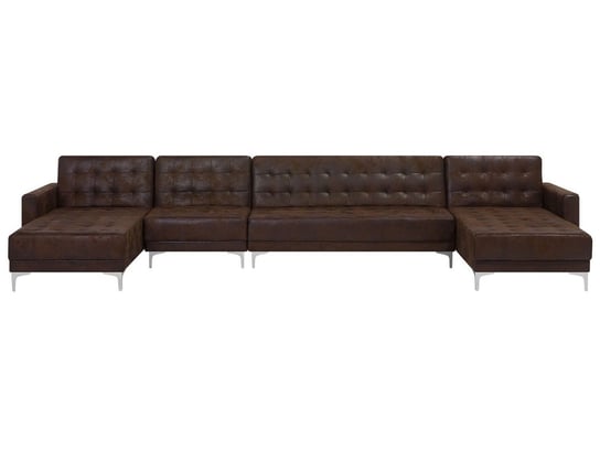 Sofa rozkładana BELIANI Aberdeen, XXL, Old Style, brązowa, 83x428x168 cm Beliani