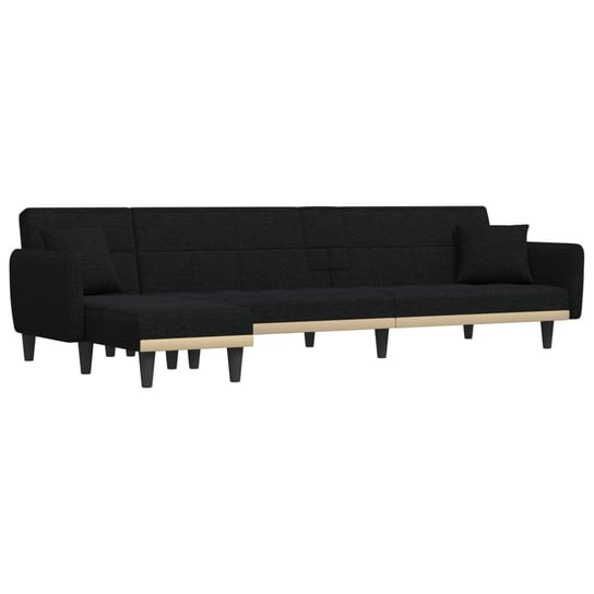 Sofa rozkładana L, czarna, 275x140x70 cm, tkanina vidaXL