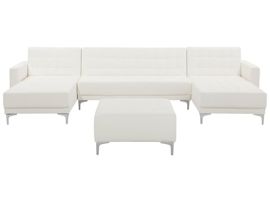 Sofa rozkładana podkowa BELIANI Aberdeen, otomana, biała, 83x348x168 cm Beliani