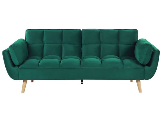 Sofa rozkładana welurowa zielona ASBY Beliani