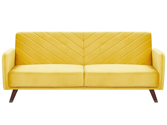 Sofa rozkładana welurowa żółta SENJA Beliani